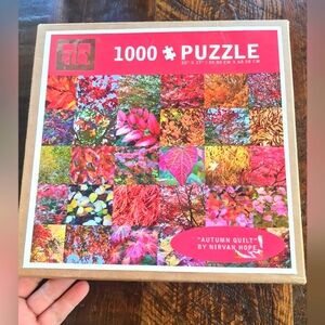 Nirvan Hope Autumn Quilt 1000 Piece Puzzle Fall Colors Floral Leaves EUC